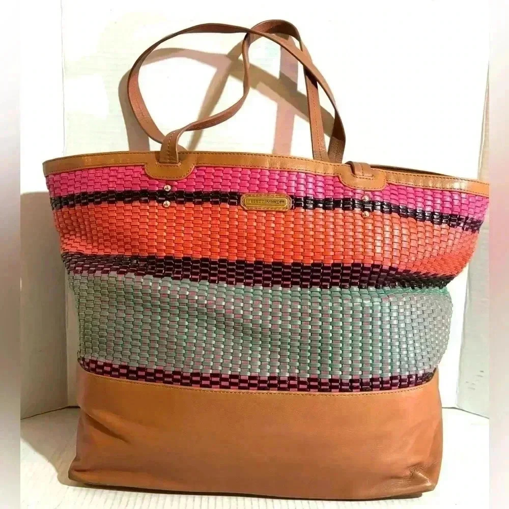 Rebecca minkoff toki multi colored bold tote handbag
